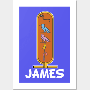 JAMES-American names in hieroglyphic letters-James, name in a Pharaonic Khartouch-Hieroglyphic pharaonic names Posters and Art